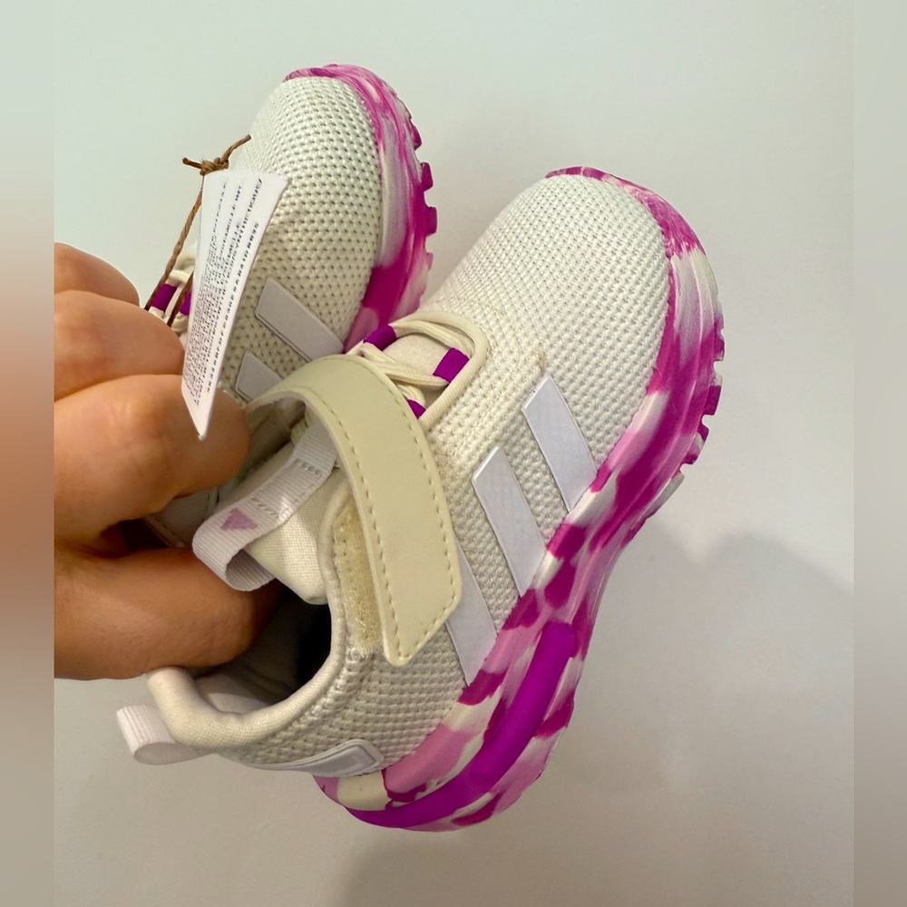 Adidas kids girls beige Racer TR23 sneaker tennis shoes pink running